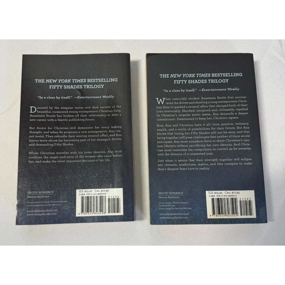 Fifty Shades Darker & Fifty Shades Freed Paperback Set by E. L. James Romance
